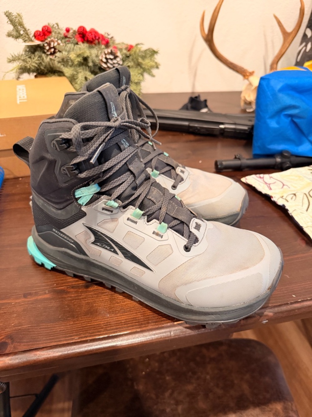 Altra Women's Gray Hiking Boots with Teal Accents